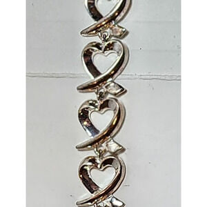 925 Sterling Silver XO Hugs Kisses Heart Link Bracelet Romantic Love Classic